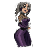 1girl aisha artist:unknown breasts colored dress fishnet medium_breasts monster_hunter sketch // 3000x3000 // 2.6MB