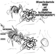 1girl artist:piopoi comic deep_rock_galactic freckles glyphid imminent_rape plants_vs._zombies solar_flare text // 955x908 // 134KB