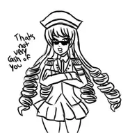 1girl dialogue drill_hair eiyuu_senki hat napoleon shades sketch sunglasses text uniform // 361x370 // 62KB