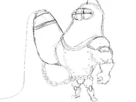 bara buff monochrome shovel_knight_(series) sketch treasure_knight // 1600x1200 // 317KB