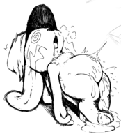 1girl anthro artist:MoonWatcherHere belly bunny bunny_girl chest_fluff cum cum_inflation cum_inside fucked_silly hat jenny_jeungman panting spiral_eyes // 2895x3193 // 1.3MB