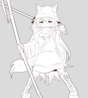 animal_ears arknights artist:zeniselv axe ceobe hat long_hair tail // 971x1079 // 361KB