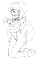 1girl artist:unknown bondage cat_lingerie eyepatch gagged kneeling mirai senran_kagura // 551x821 // 113KB