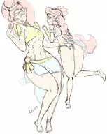 2girls ass breath_of_the_wild co-op colored pointy_ears red_hair riju the_legend_of_zelda urbosa wide_hips // 749x938 // 76KB