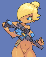 1girl artist:unknown blush breasts colored firearm gun holding holding_object medium_breasts navel nintendo nipple_piercings nipples nude pasties pussy rosalina super_mario thighs weapon // 519x643 // 159KB