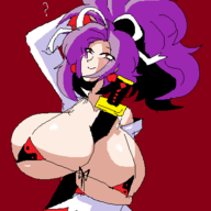 1girl artist:2hufag bikini huge_breasts meira purple_hair red_eyes sword touhou // 400x400 // 22KB