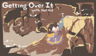 1girl a_hat_in_time artist:inawon climbing crying getting_over_it hat_kid mountain parody rock text umbrella // 443x260 // 100KB