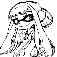 1girl artist:unknown inkling inkling_girl monochrome splatoon // 341x341 // 11KB