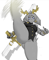 1girl anthro artist:unknown ass ass_visible_through_thighs breasts colored furry leg_lift leg_up looking_at_viewer looking_down low_angle mega_man_(series) pov Pseudoregalia sybil thick_thighs thighs // 781x941 // 247KB