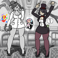 3girls artist:runebrave astronaut_cookie cookie_run crossover drawn_together high_heels lab_coat magician scientist the_multi_medium // 2160x2160 // 1.2MB