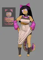 1girl arrogant artist:unknown breasts colored dress Ena:_Dream_BBQ hands_on_hips looking_at_viewer medium_breasts reference see-through see-through_clothes tail teeth theodora // 869x1205 // 92KB