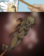 1girl airy artist:bishopbb black_eyes bravely_default burn_scars burnt dead fairy long_hair nude pointy_ears pussy white_hair wings // 1200x1521 // 252KB