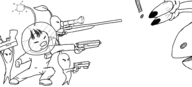! 1boy bloodshot bulborb gun lineart olimar pikmin red_pikmin weapon // 1457x660 // 3.7MB
