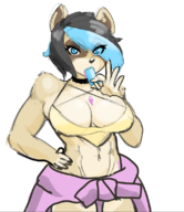 1girl ami_bandicoot artist:stupidretard crash_bandicoot_(series) crash_team_racing eating furry huge_breasts ice_cream // 692x799 // 367KB