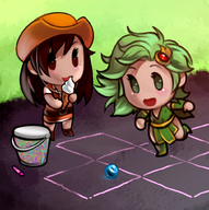 artist:voodoothur chibi colored final_fantasy final_fantasy_iv final_fantasy_vii ice_cream rydia tifa_lockhart world_of_final_fantasy // 1000x1004 // 965KB