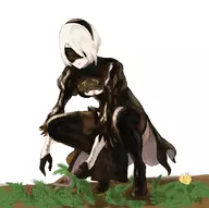 1girl arqa boots cleavage_cutout nier nier_automata short_hair silver_hair solo yorha yorha_no._2_type_b // 1200x1195 // 578KB