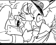 1boy 1girl angry anthro artist:unknown flam_kish fuga_melodies_of_steel furry gritted_teeth jin_macchiato looking_at_partner monochrome sketch // 361x291 // 79KB