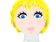 1girl aigis artist:bad-draw big_lips bimbo blonde_hair blue_eyes colored housewife persona persona_(series) persona_3 shin_megami_tensei short_hair // 1600x1200 // 651KB