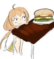 anzu_futaba burger colored drool food idolm@ster // 505x552 // 195KB