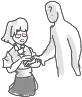 1girl alundra anon hand_holding red_eyes short_hair sybill // 259x307 // 41KB