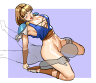 1boy 1girl artist:sunbeam blonde_hair bottomless cunnilingus earrings facesitting sophitia_alexandra soul_calibur_ii soulcalibur // 1611x1394 // 807KB