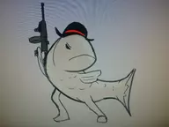 1boy anthro artist:unknown colored fish gun harvey_alibastor lisa_(series) lisa_the_painful // 2576x1932 // 1.5MB