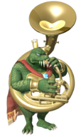 1boy 3d 3d_model bracelet cape colored crown donkey_kong_(series) instrument king_k._rool kremling kroolposter sharp_teeth sousaphone tuba tuba_croc // 554x934 // 692KB