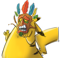 aku_aku colored crash_bandicoot_(series) crossover parody pikachu pokemon the_mask // 633x613 // 281KB