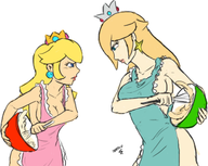 artist:bard-bot baking colored crown earrings naked_apron princess_peach rosalina super_mario // 642x513 // 212KB