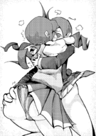 2girls artist:chrisfantasy ass ass_grab monochrome panties puyo_puyo ringo_ando school_uniform selfcest yuri // 709x1012 // 192KB