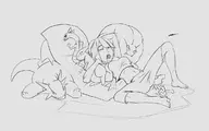 1girl drool druddigon fangs feet flygon lineart pokemon pokemon_oras rayquaza salamence shelgon sleep zinnia // 1200x748 // 200KB
