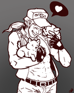 1boy cute fatal_fury grin heart husky male monochrome puppies snk terry_bogard wink // 1236x1538 // 383KB
