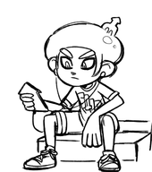 1boy artist:aipiepo earphones inkling inkling_boy oc sitting sketch splatoon // 1393x1572 // 620KB
