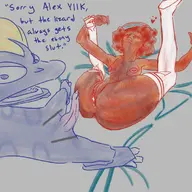 1boy 1girl after_sex artist:unknown ass breasts chondra_unkrich colored creampie cum cum_in_pussy cum_inside dark_skin legs_up looking_at_viewer nipples scaler small_breasts text thigh_highs yiik // 690x690 // 552KB