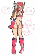 1girl agrias_oaks artist:robojanai black_eyes blush colored dragon_quest final_fantasy final_fantasy_tactics outfit_swap speech_bubble text warrior_(dragon_quest) // 1175x1715 // 975KB