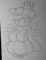 1girl artist:pepsi huge_breasts lilligant nude pokemon traditional_medium // 1884x2454 // 843KB