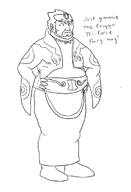 1boy aqua_teen_hunger_force beard carl_brutananadilewski facial_hair ganondorf lineart monochrome parody pointy_ears pose short_hair text the_legend_of_zelda wind_waker // 468x687 // 49KB