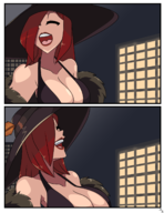 1girl artist:tsuchihara cleavage colored comic dress laughing parasoul skullgirls // 1275x1650 // 424KB