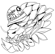 bazelgeuse cigar hat lineart monster_hunter monster_hunter_world smoking text // 1148x1126 // 87KB