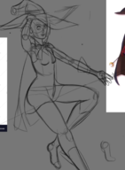 1girl ar_tonelico ar_tonelico_ii bow cloak gloves hat looking_at_viewer luca_trulyworth sketch smile wip witch_hat // 962x1310 // 230KB