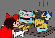 2girls artist:anttard115 cirno computer hakurei_reimu touhou // 6366x4443 // 908KB