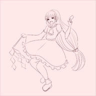 1girl cosplay happy miko pocky pocky_&_rocky ponytail reimu_hakurei shrine_maiden sketch talisman touhou // 1500x1500 // 310KB