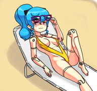artist:tim busou_shinki cleavage colored robot sling_bikini sunglasses valona // 531x497 // 228KB