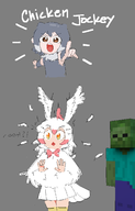 2girls artist:chee chicken kemono_friends meme minecraft minecraft_movie small-clawed_otter text zombie_(minecraft) // 824x1288 // 96KB