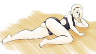 1boy artist:axred7 ash_crimson blonde_hair blue_eyes bulge colored feet laying_down one-piece_swimsuit painted_nails swimsuit the_king_of_fighters // 1763x992 // 1.1MB