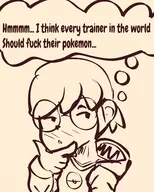 1girl artist:strugglingquota blush hoodie monochrome penny pokemon sketch text thinking thought_bubble // 2000x2500 // 3.4MB