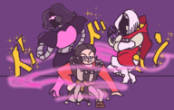 3boys artist:qrowline colored dragon_quest dragon_quest_xi ghirahim jojo's_bizarre_adventure mettaton parody pose skyward_sword sylvando the_legend_of_zelda undertale // 606x386 // 134KB