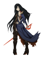 1girl black_hair blue_eyes castlevania colored colorist:waitingforgames long_hair looking_back order_of_ecclesia shanoa sword third-party_coloring weapon // 960x1280 // 513KB