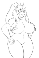 arina_makihara artist:xiceowl huge_breasts thick_thighs waku_waku_7 // 1050x1575 // 221KB