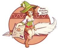 artist:skellytune cleavage guildmarm halloween witch // 1190x980 // 1.4MB